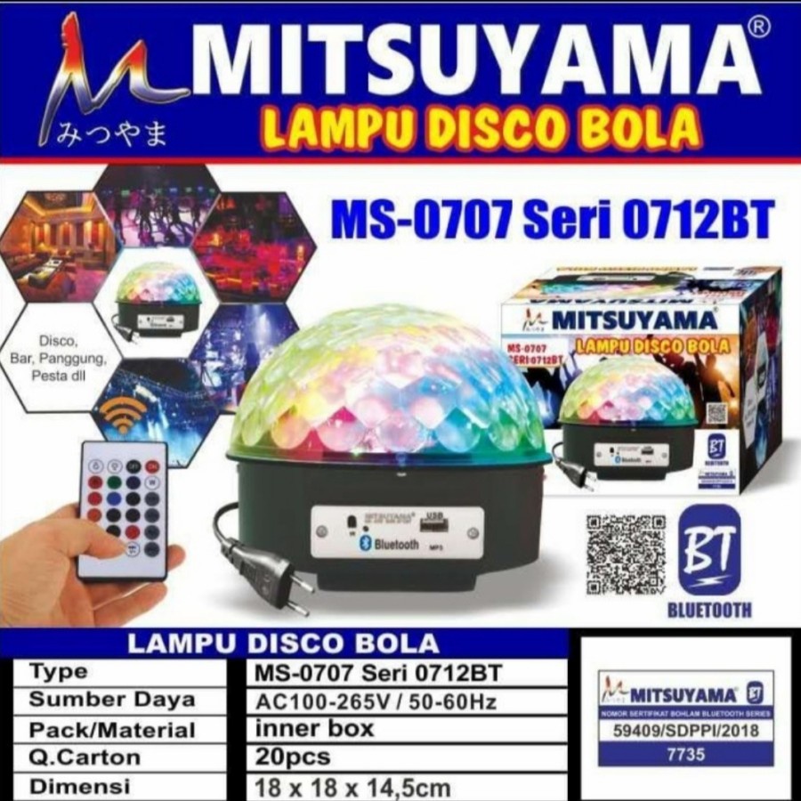 Speaker Bluetooth Lampu Disko Bola Mitsuyama Ms 0707 Seri 0712BT