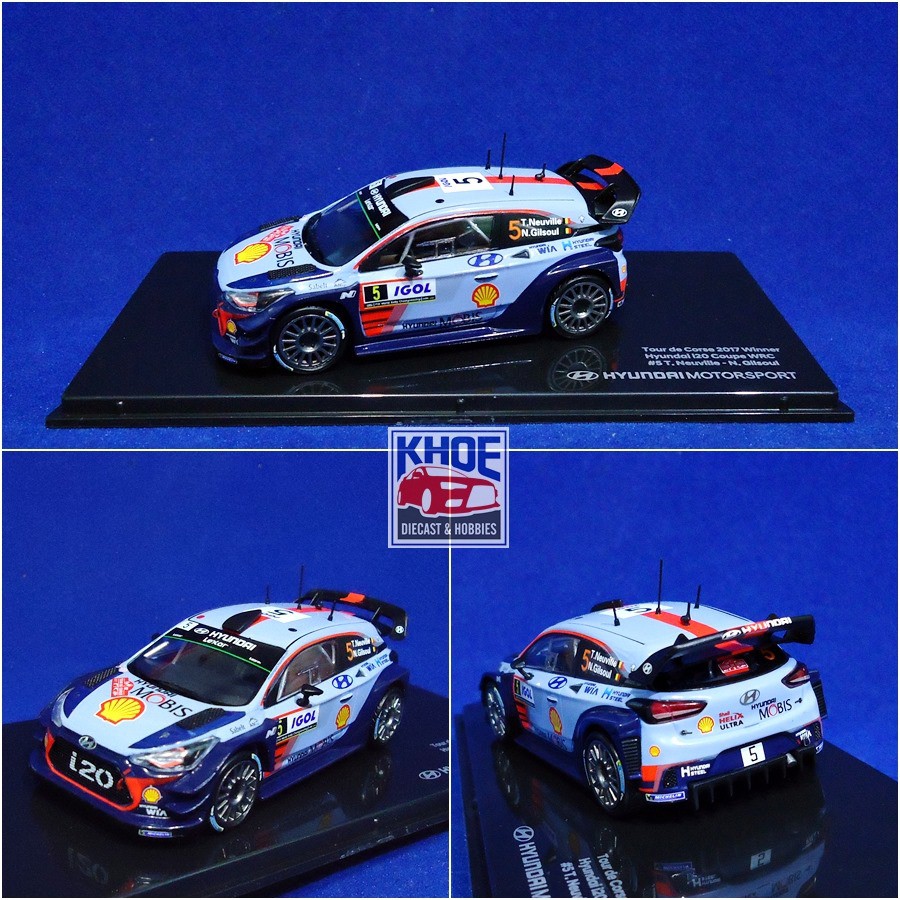 Diecast Hyundai i20 Coupe WRC #5 Rallye Winner Tour de Corse 2017 Neuville, Gilsoul 1/43 IXO