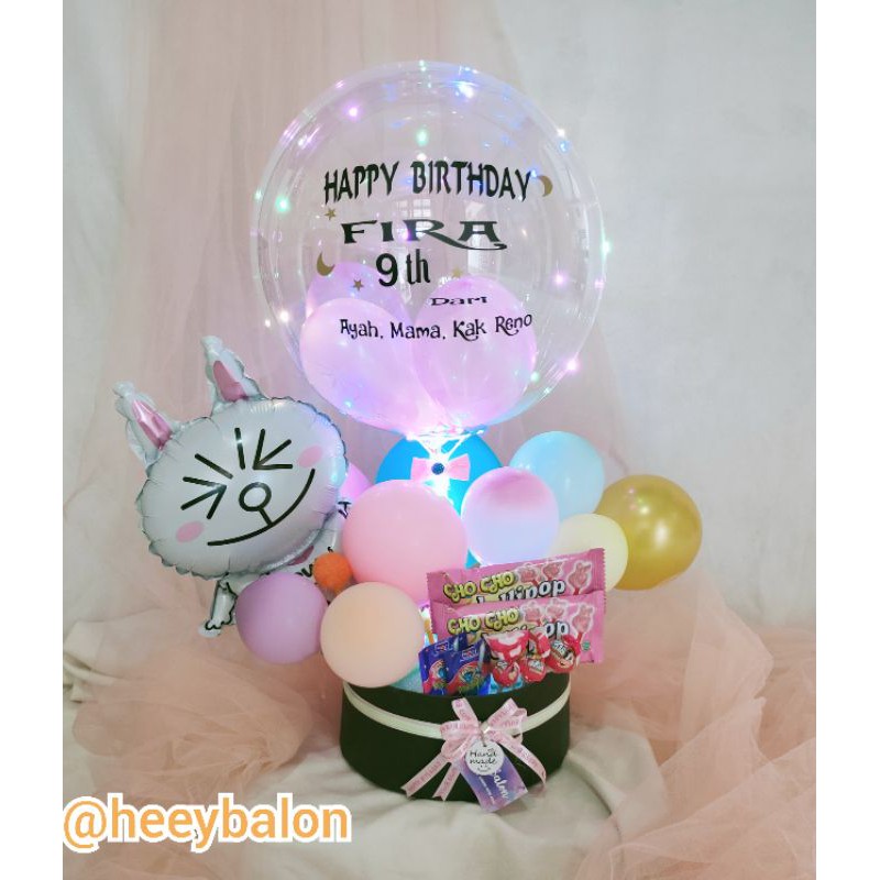 Balon Buket/Balon Box/Balon Bening/Balon Snack/Balon ultah/Snack Box/Balon Wisuda/Buket Ultah/Kado