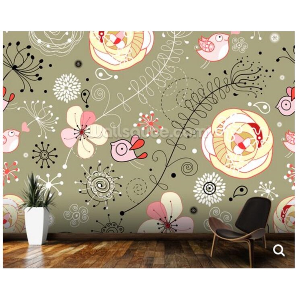 Wallpaper Motif Bunga Kartun Ukuran Besar Untuk Kamar Anak