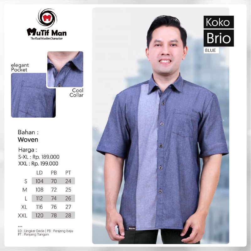 SARIMBIT MUTIF KOKO BRIO DAN GAMIS PREVIA Blue Indigo