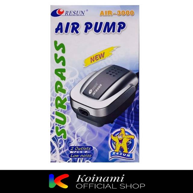 RESUN AIR-3000 / air pump / pompa gelembung udara / oxigen / kolam ikan koi / aquarium / aqua scape