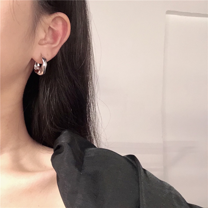 Anting Bulat Silver S925 Simple Gaya Korea Untuk Wanita 19379