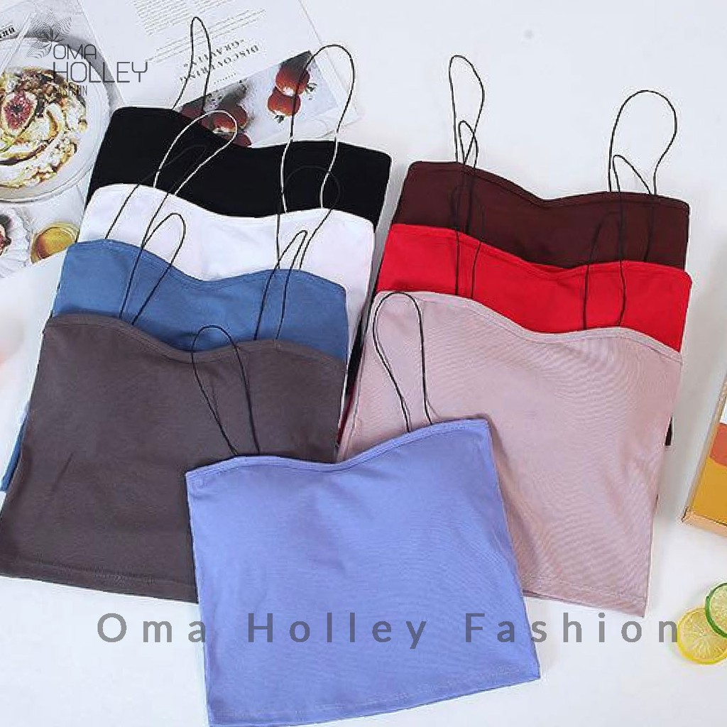 (COD) OH Fashion Tank Top Bra With Cup BH Singlet Wanita Import Tali Spaghetti Harga Spesial #0000 🟠