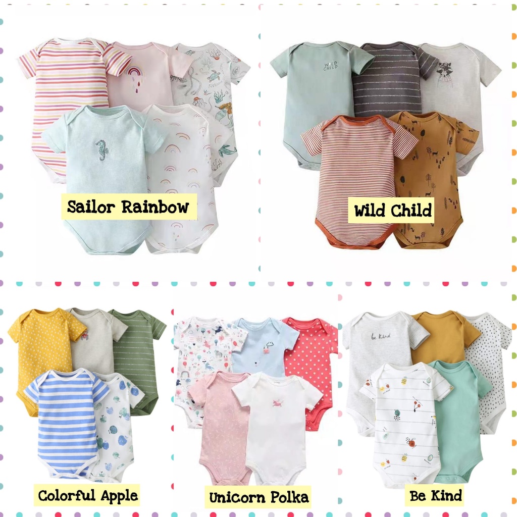 Jumper  5 in 1 Jumpsuit Bayi Baru Lahir Hampers Pakaian Bayi Newborn Unisex Romper Pendek