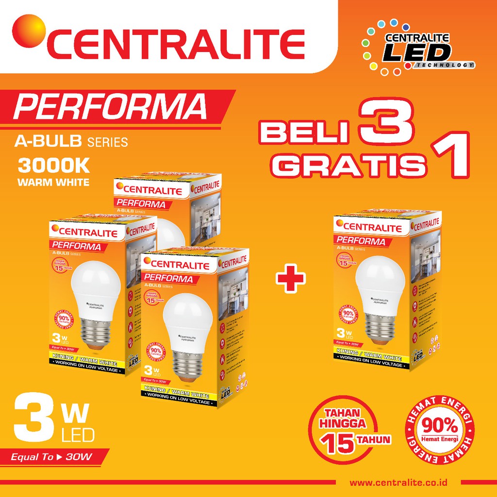Paket 3W WW KUNING Isi 4 Pcs CTL Performa Lampu Led Bulb Classic 3W WW / Paket Bundling Lampu Led