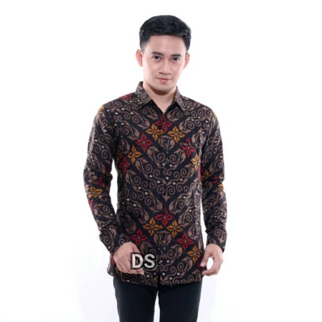 Kemeja Batik  Pria Super Jumbo Lengan Panjang Saku Paspol Modern Ori.