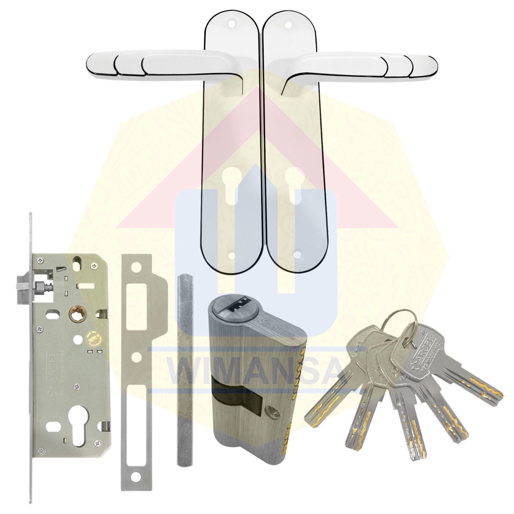 HANDLE PINTU BESAR ARCEL 85 MM PUTIH - KUNCI PINTU