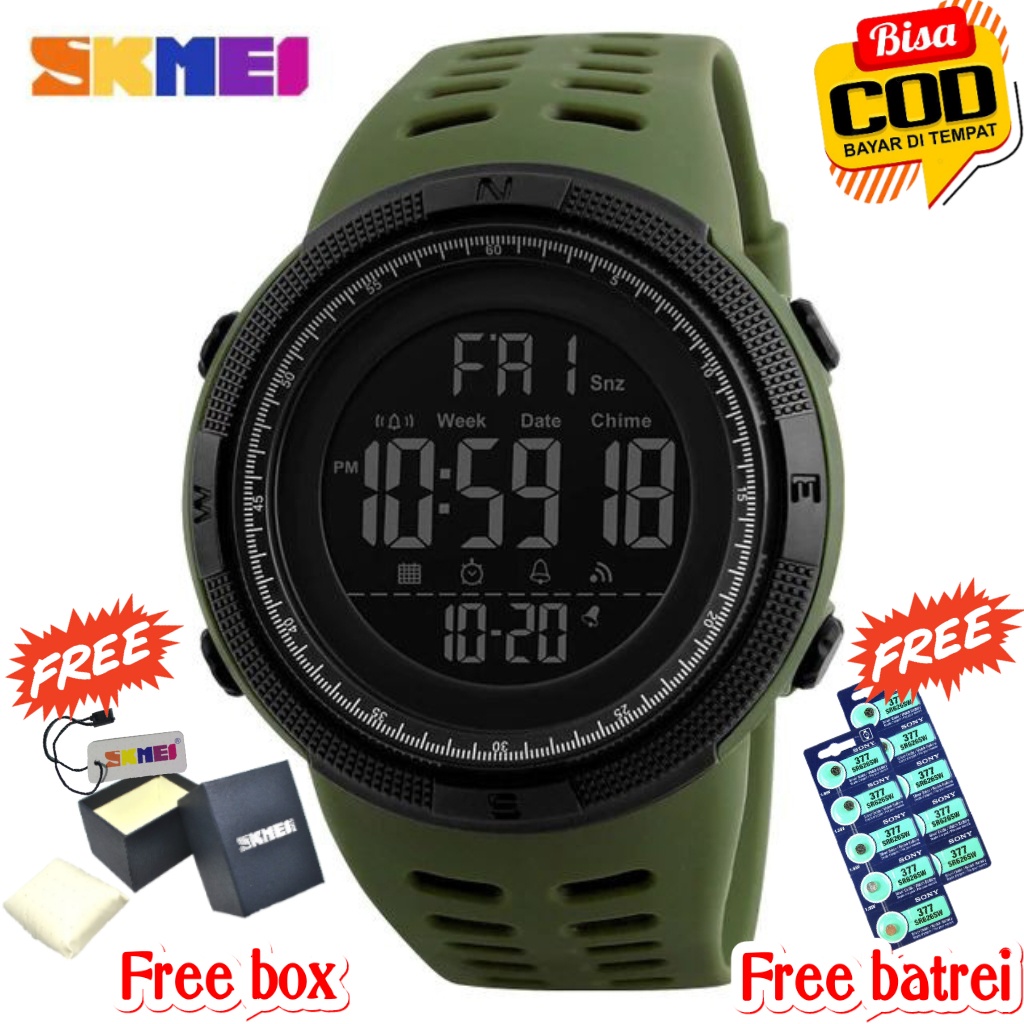 Jam Tangan Pria SKMEI 1251 Digital Sport Tali Rubber | Jam Tangan Pria SKMEI FREE BOX + BATREI CADAN