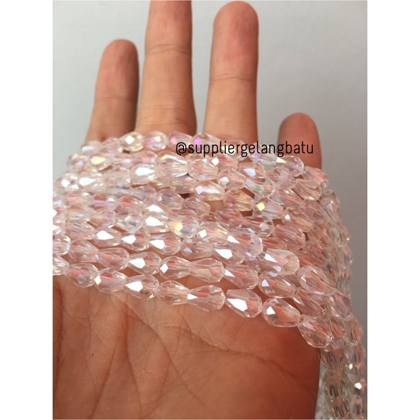 kristal Ceko tetes 10 x 6mm WHITE QUARTZ crystal bening bross PREMIUM aksesoris fashion craft lite