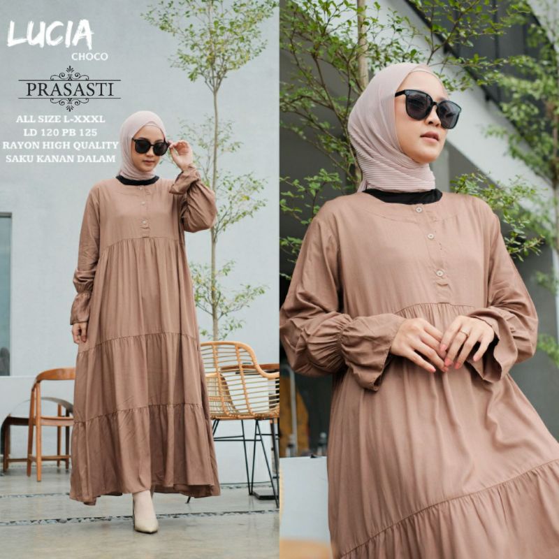 baju gamis rayon wanita longdress muslim LUCIA DRESS