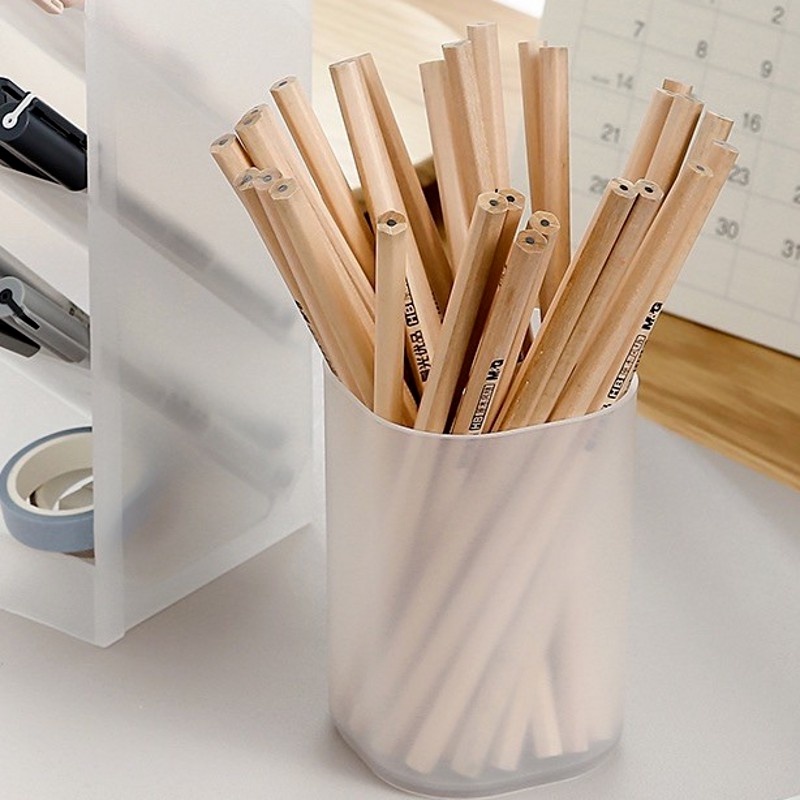 [1Pcs Simple Transparent Frosted Round Pen Holder] [Creative Student Desktop Finishing Storage Box]