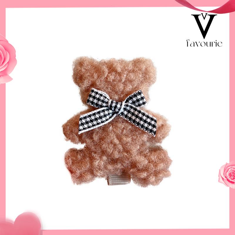 [COD]Plush Bear Jepit Rambut Lucu Sisi Klip Aksesoris Rambut Jepit Rambut-FA