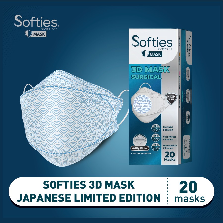 Softies 3D Surgical Mask (Model KF94) 20 Pcs Masker Medis 4ply Filter