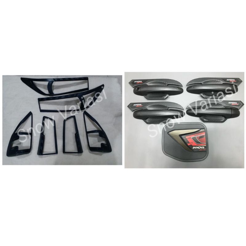 Paket Garnish Depan Belakang Outer Handle Tank Cover All New Innova 2016 2018 2021 Hitam Chrome Carbon