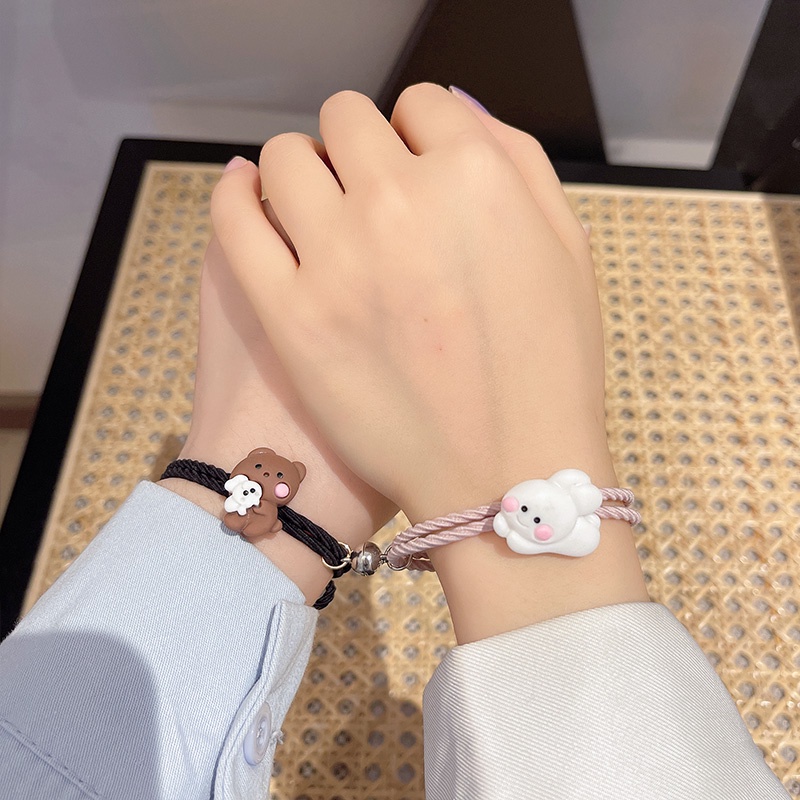 2pcs Gelang couple Motif Kartun Gaya Korea Untuk Hadiah