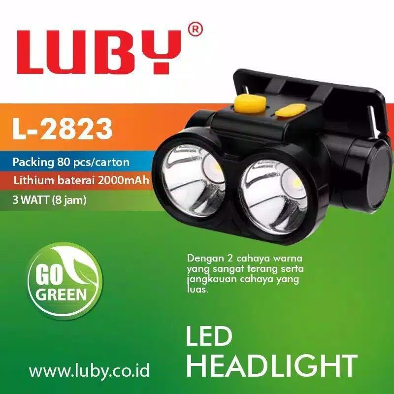 Head Lamp / Senter Kepala Luby Cas Ulang 3W L-2823