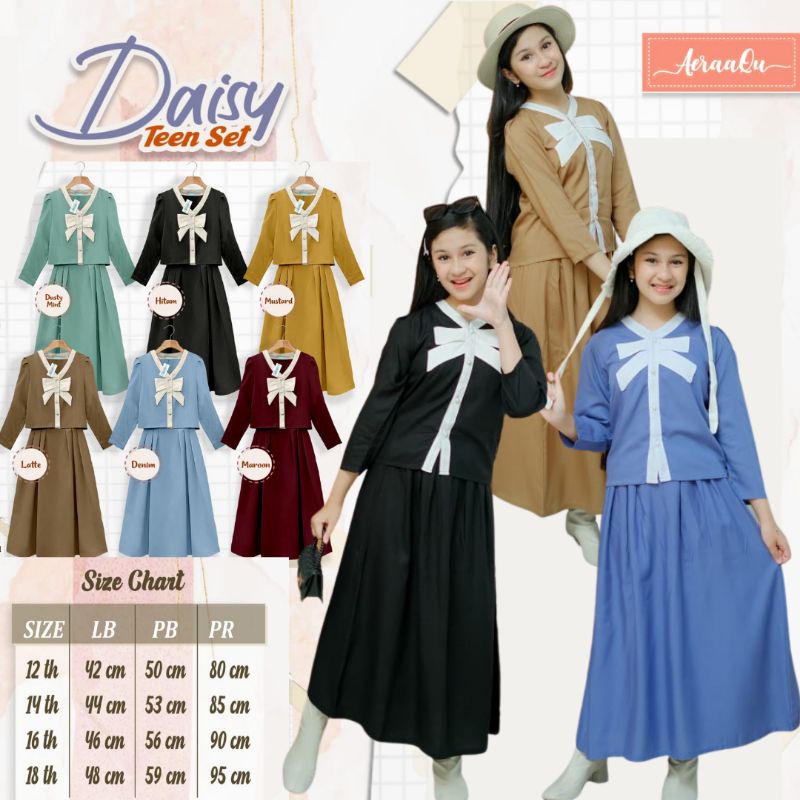 READY STOK SETELAN DRESS CANTIK REMAJA DAISY TEEN AERAAQU
