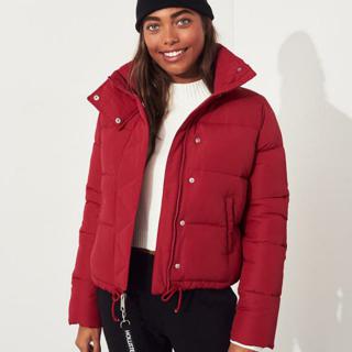 mock neck puffer jacket hollister