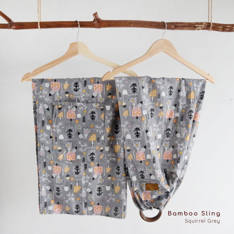 B1203 Cuddle Me Gendongan Bayi Ring Sling Bamboo Sling Ringsling Cuddleme Murah M Shape Jarik-Squirrel Grey