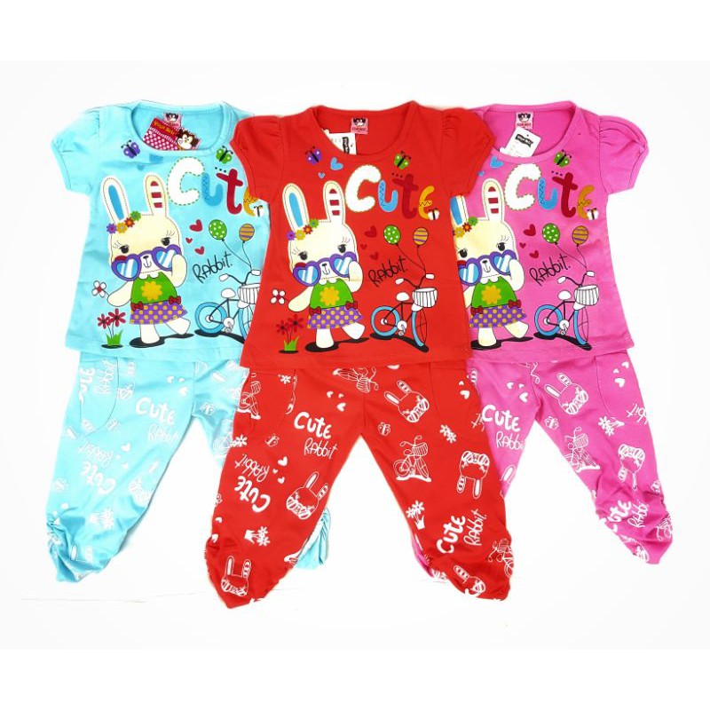 SETELAN BAJU ANAK PEREMPUAN 2-6 TAHUN MOYIF CUTE RABBIT