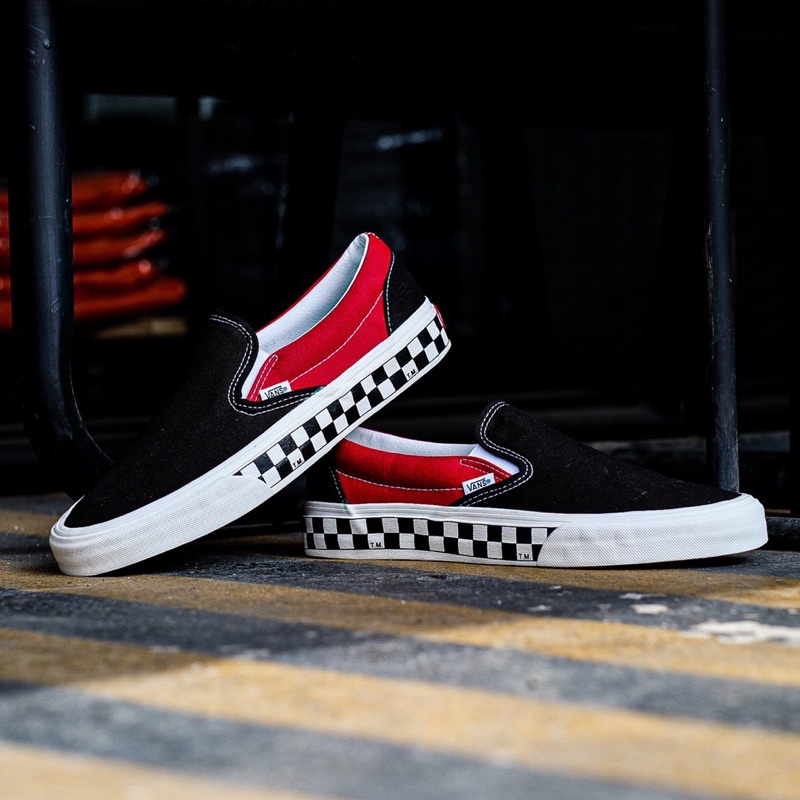 Vans Slip ON Sidewall Checkerboard Black / Red