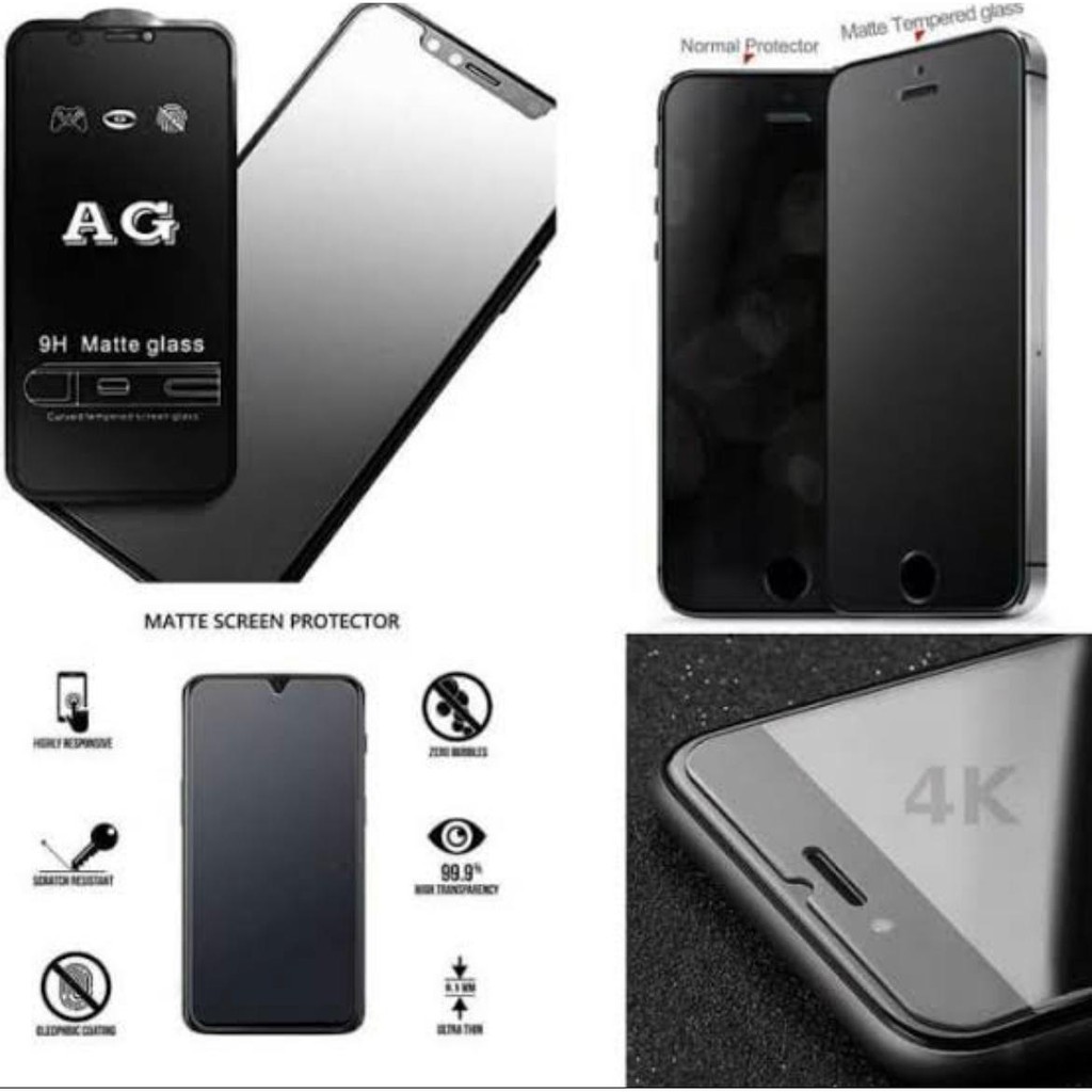 Tempred Glass AG Glare Matte Anti Minyak Black For Realme 5/5 Pro/Realme 6/6 Pro/Realme 3/3 pro/C2