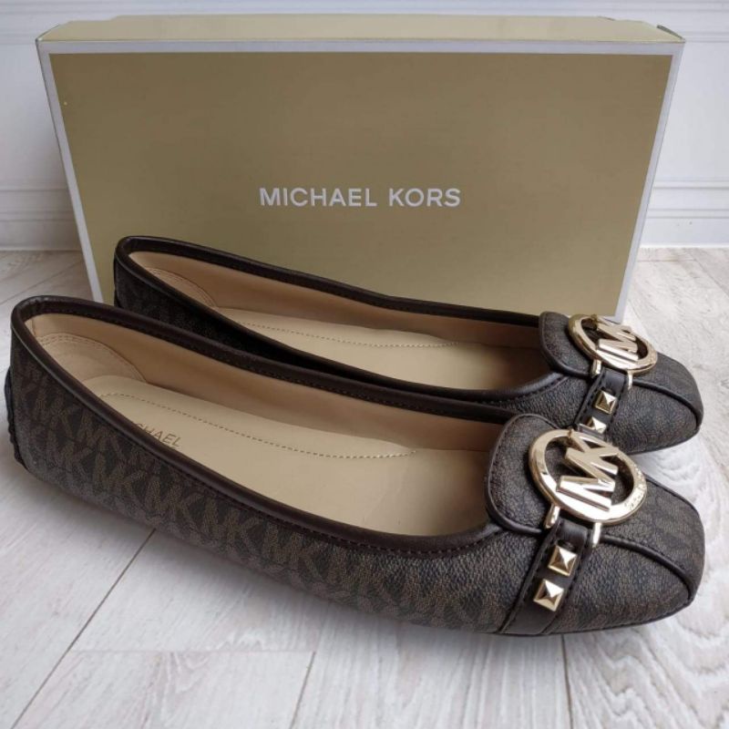 Michael Kors Fulton Saffiano/Stud Signature brown Flats