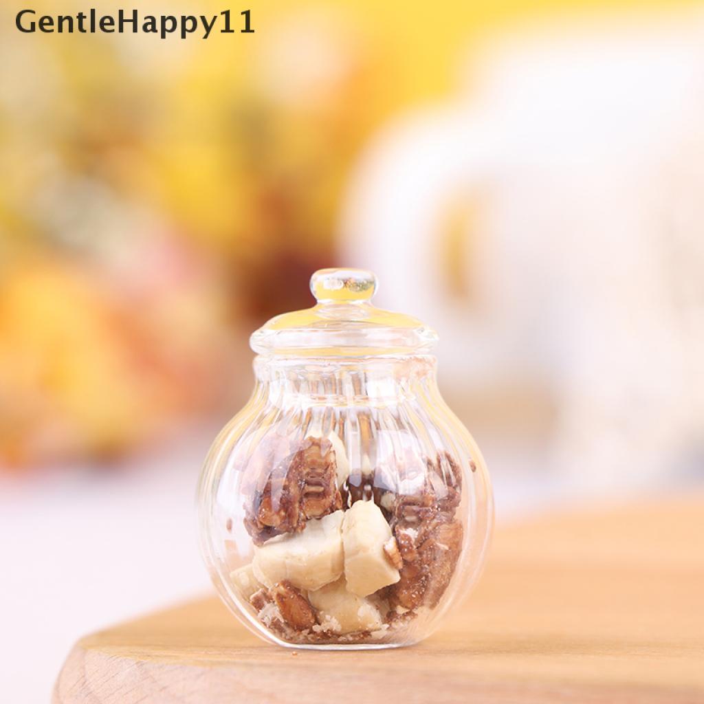 Gentlehappy Mainan Miniatur Toples Permen Bulat Bahan Kaca Untuk Aksesoris Rumah Boneka 1: 12