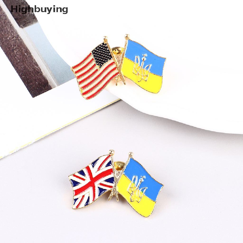 Hbid 1PC Bros Bentuk Bendera Ukrainian Bahan Metal Untuk Aksesoris Pakaian