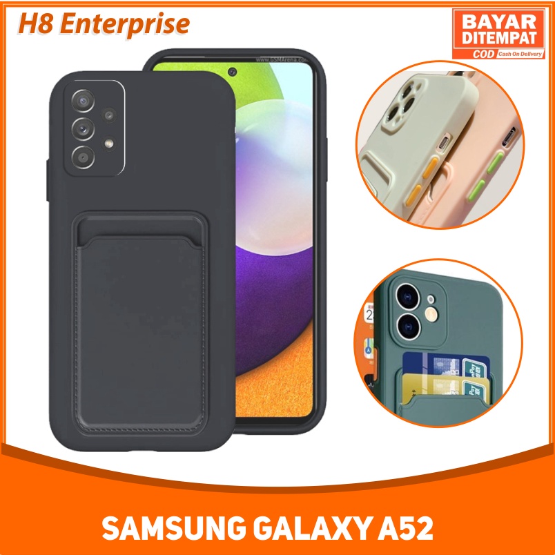 Case Samsung Galaxy A52 Candy Macaron Lens Protection with Card Slot Dengan Pelindung Lensa Camera Dan Slot Card simpan kartu