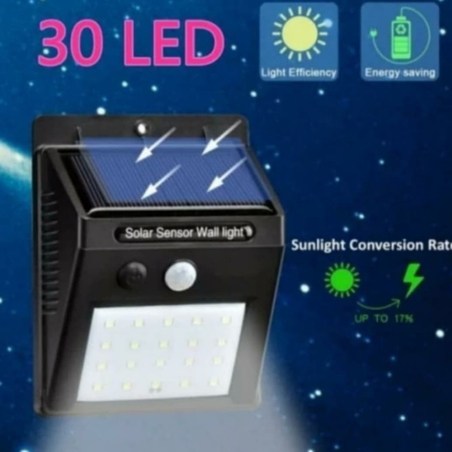 Lampu Taman Dinding 30 LED Tenaga Surya Lampu Solar Cell Wall Light