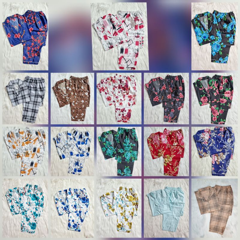 Baju Tidur Piyama Wanita / Cewek Dewasa Kekinian Pajamas Katun Motif Random CP/PP Kekinian-3