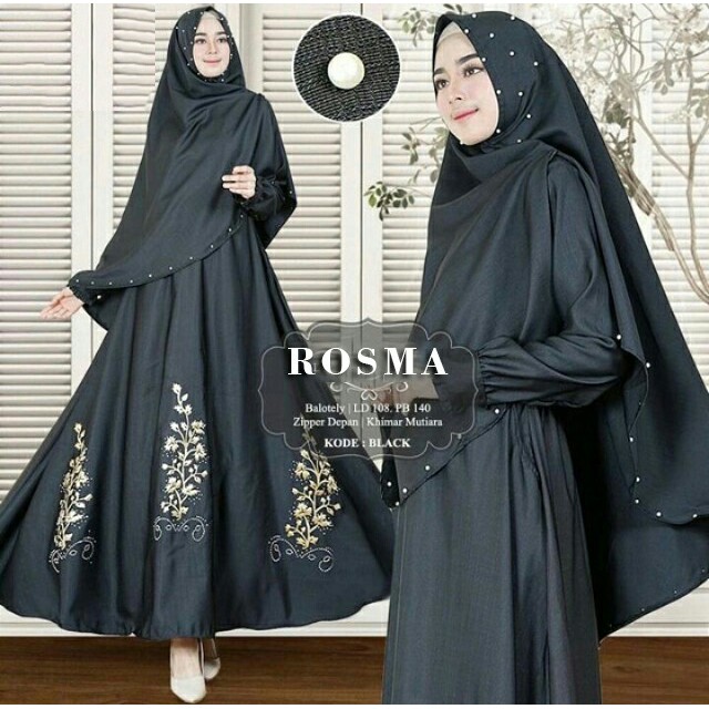 ROSMA SYAR'I / Maxi Rosma / Gamis Rousma / Sablon Tinta Emas Plus Mote / Best seller