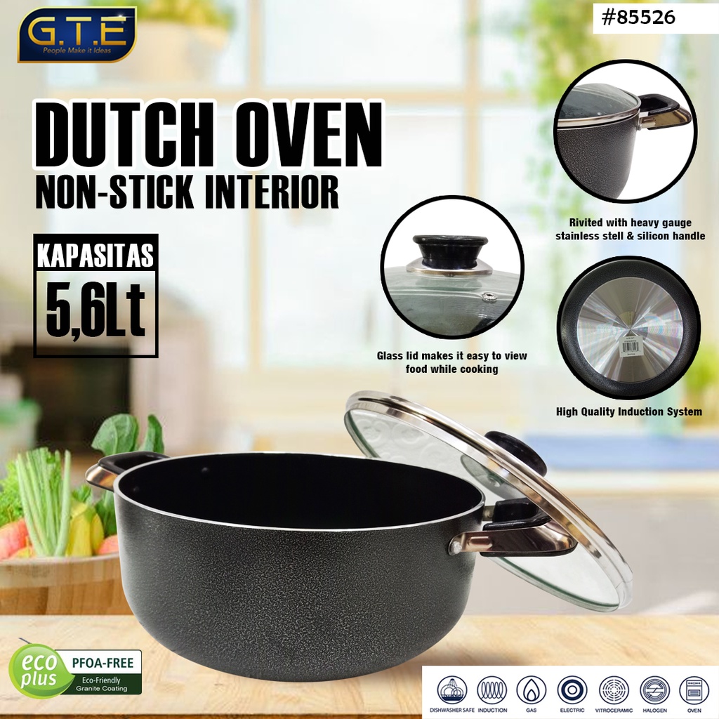 DUTCH OVEN  KAPASITAS 5,6 LITER / PANCI DIAMETER 26CM BAHAN TEFLON / PANCI