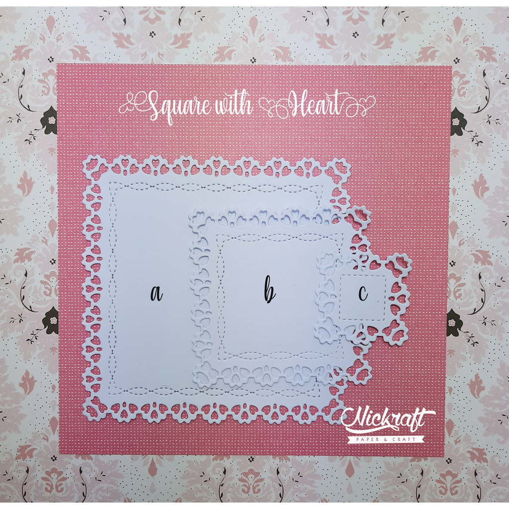 

SQUARE WITH HEART - Bahan Scrapbook Label Kotak Fancy