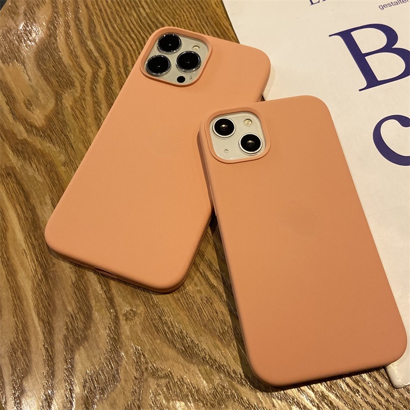 Soft Case Bahan Silikon Cair Warna Begonia Untuk IPhone 11 12 13 14 Pro X XR XS Max 6 6s 7 8 Plus