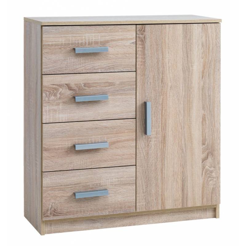 

JYSK Lemari Laci Chest 4 Drawers 1 Door Kabdrup 79X35X88CM Oak