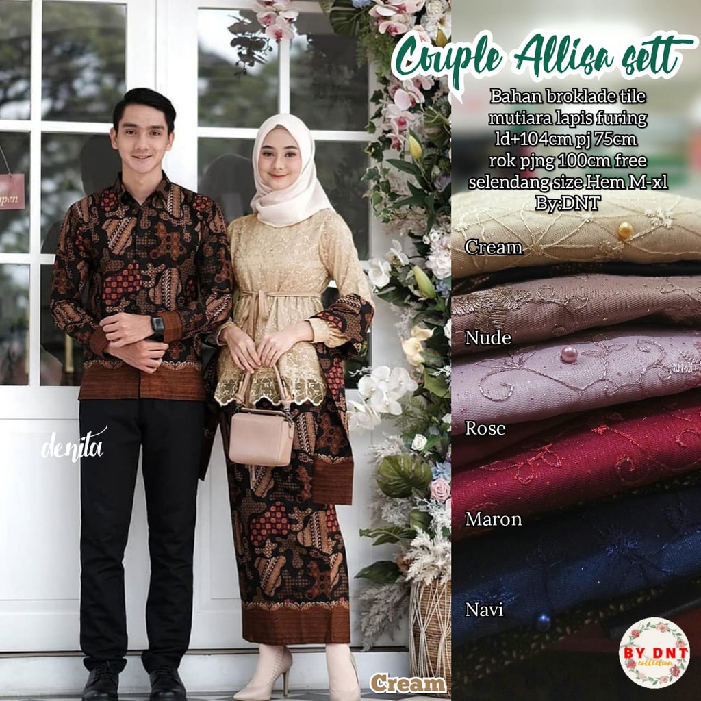 Kebaya Brokat Couple Alisa set Kebaya Modern / Kebaya Tunangan Kebaya Lamaran / Kebaya Wisuda JUMBO