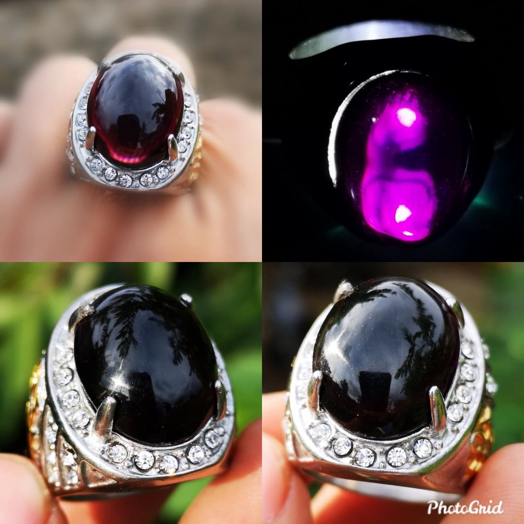 Batu Kecubung Wulung Merah Kristal Tembus Senter