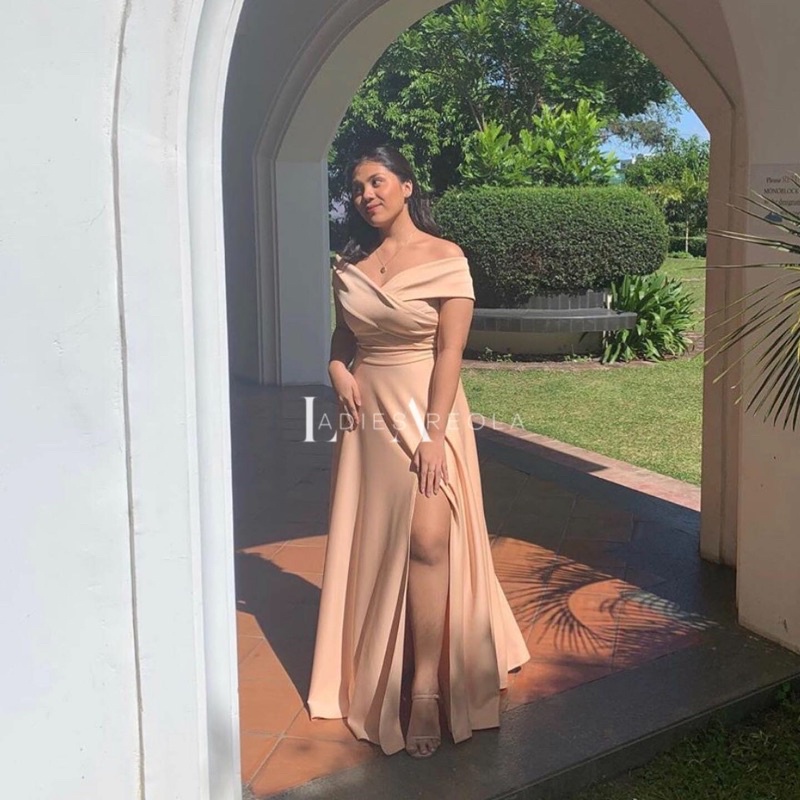 Gaun pesta wanita dress party murah dress prom sabrina dress baju formal off shoulder jumbo big size