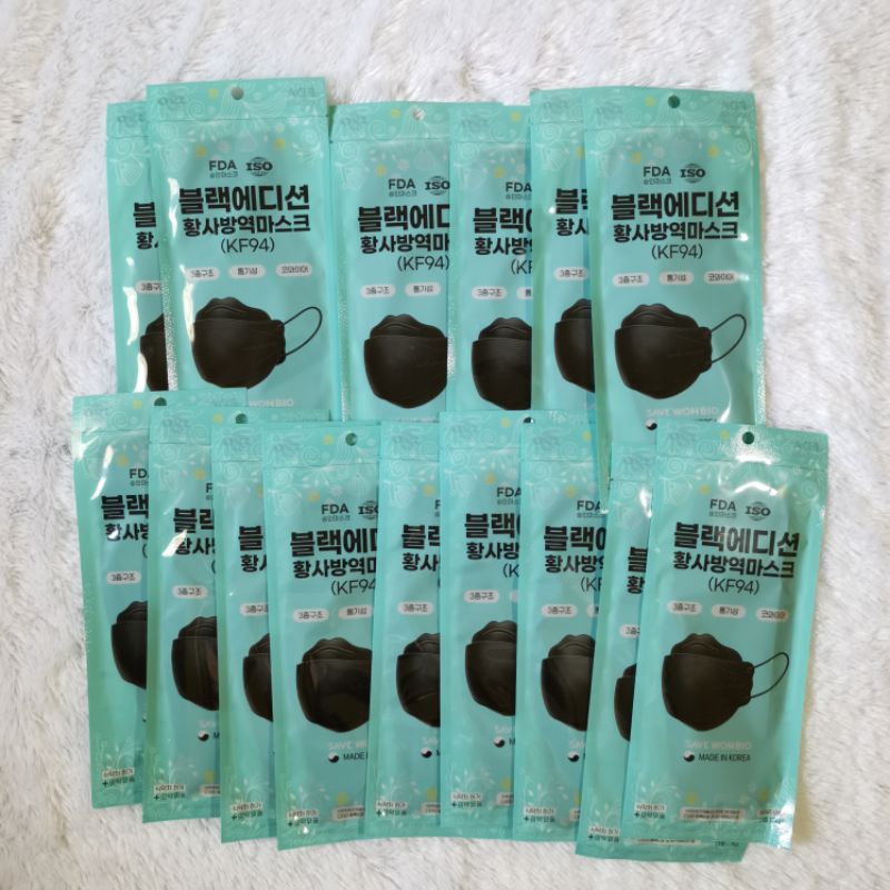 READY STOCK ORIGINAL KF94 MASK BLACK EDITION - SAVE WON BIO MADE IN KOREA