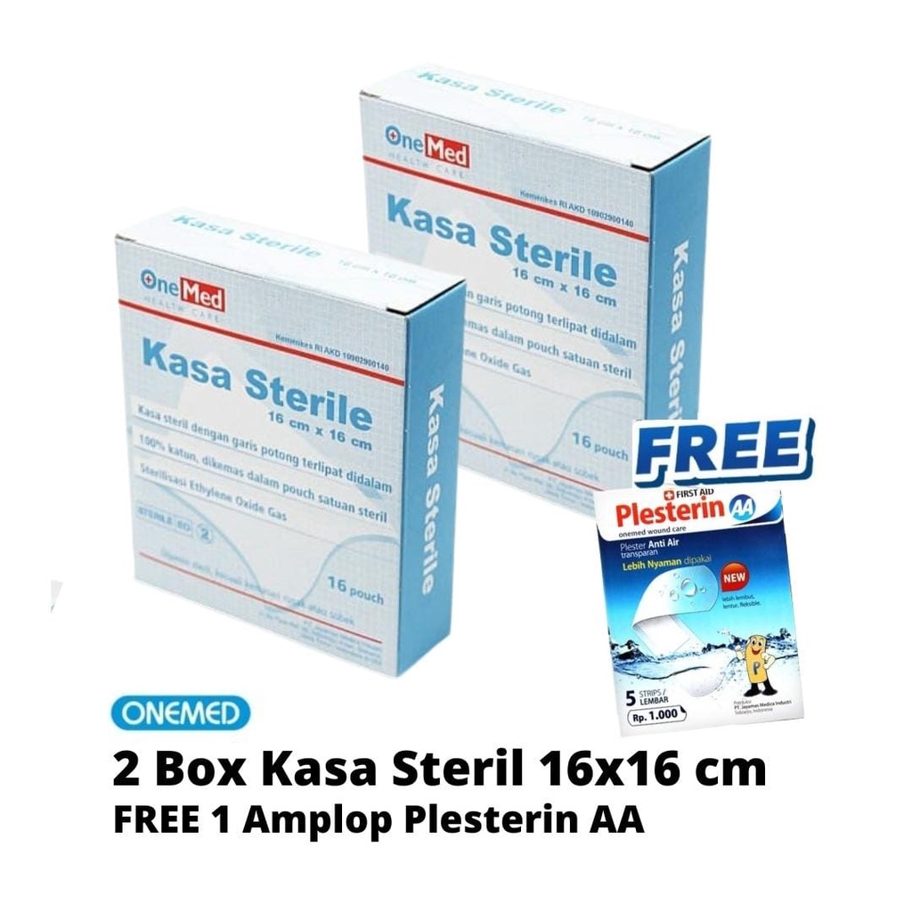 Kasa Steril 16x16cm KS B16 Onemed 2 Box Free Plesterin AA Amplop Isi 5 OJ