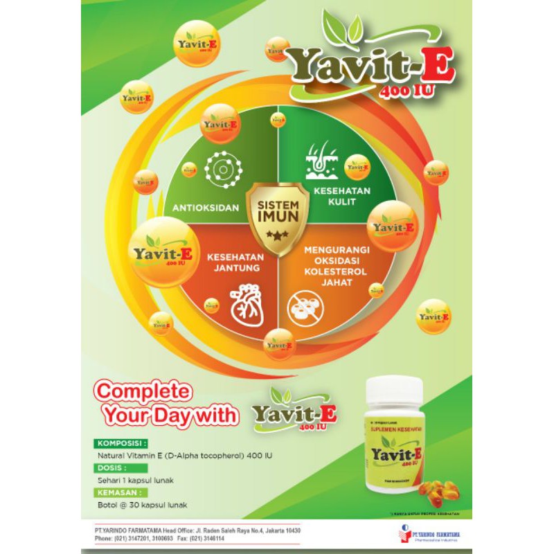 Yavit - E soft kapsul, vitamin E 400 mg- vitamin untuk jantung dan kulit yang sehat