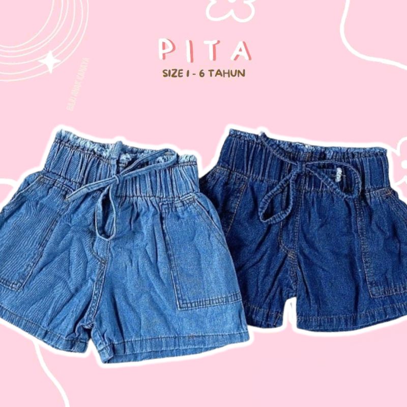 Hot Pants Anak Pita / Celana Pendek Hotpants Jeans  Anak Perempuan 1-7 Tahun