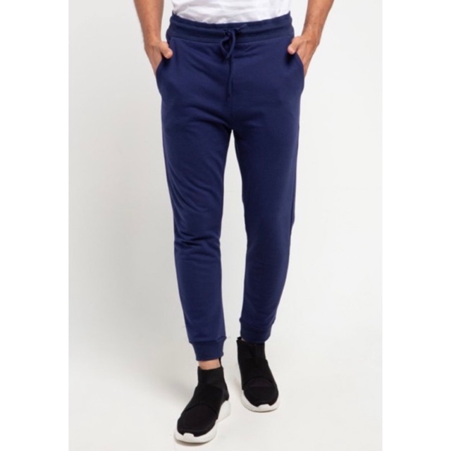 Celana Jogger Hush Puppies Slim Fit Cotton Navy Original Sweatpants