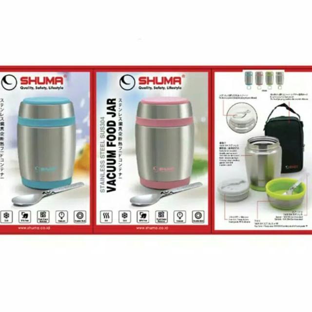 ➩ termos bekal shuma vacuum food jar 580 ml tas sendok makan shuma - Hijau ℮