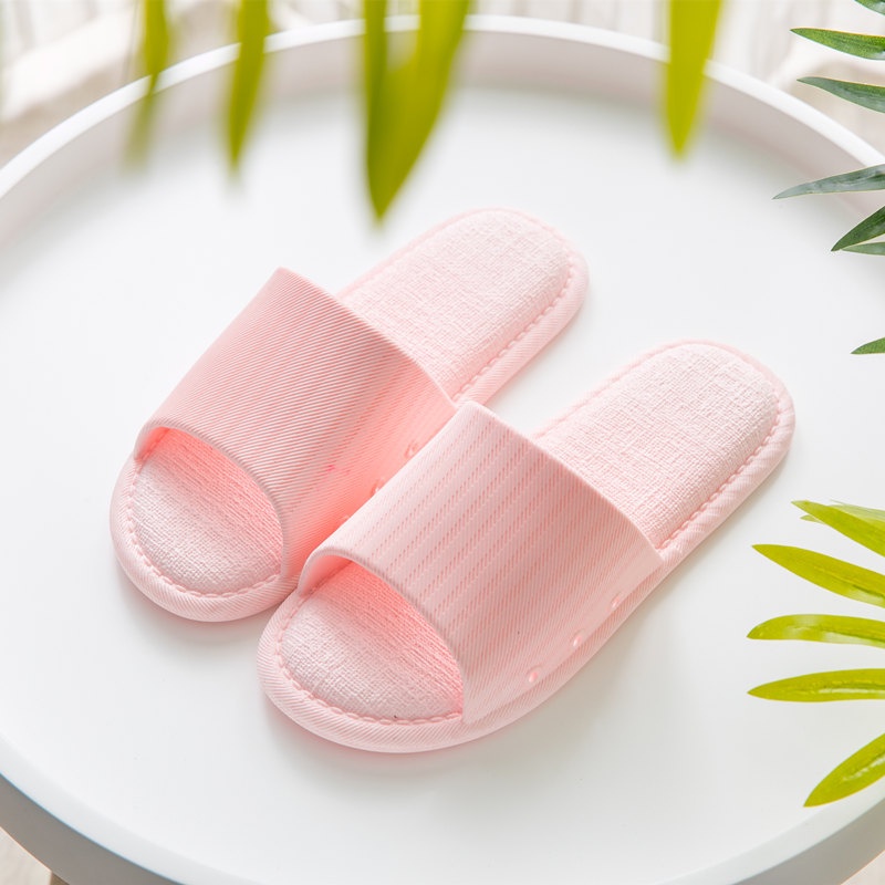 STT Sandal Slop Karet Polos 6500 Sendal Rumah Berkualitas Motif Garis Zigzag Sendal Kamar Mandi EVA Empuk Sendal Karet Couple Garis Home Slipper Anti Slip Wanita Pria Gaya Korea Murah Import-PINK