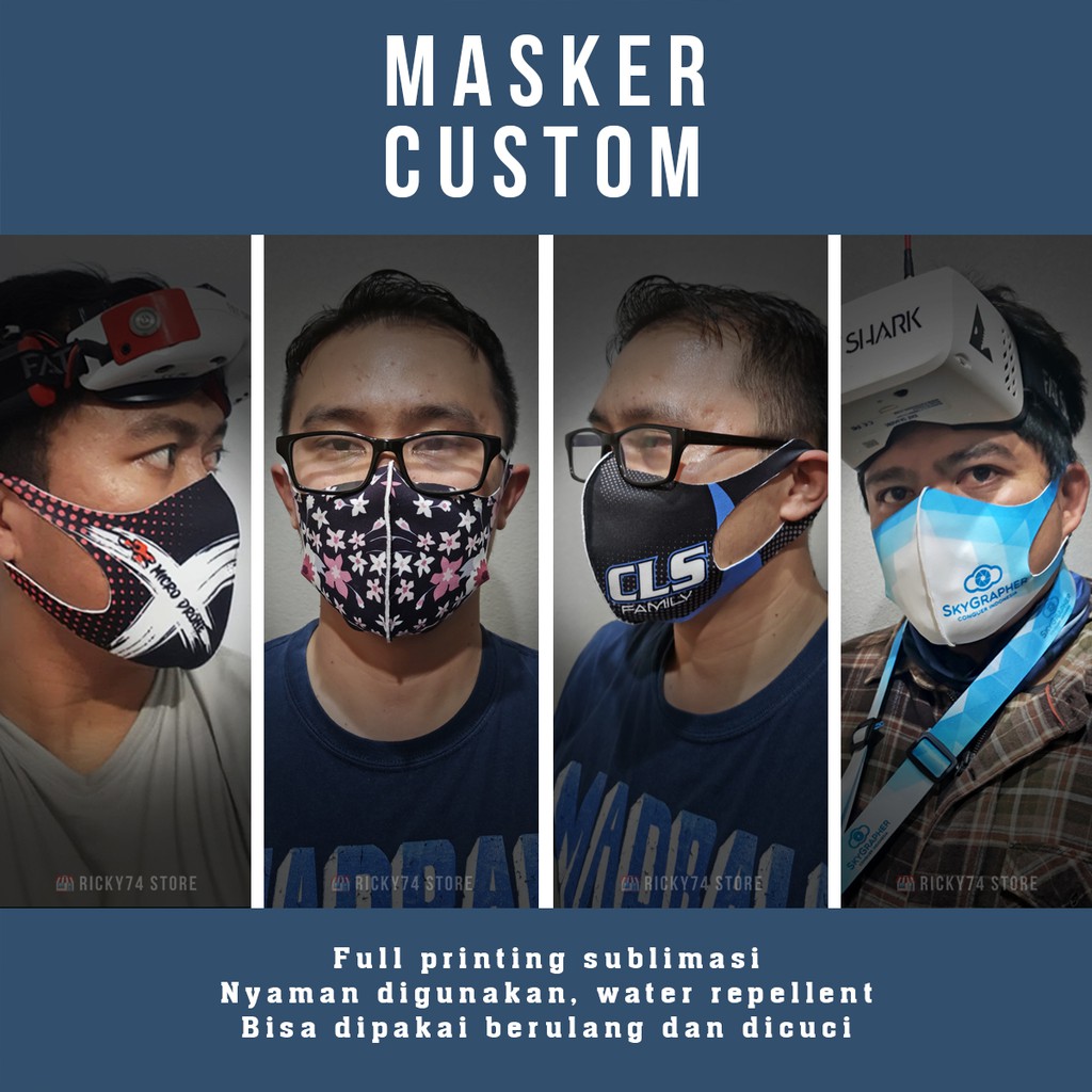 Masker Scuba Tebal Custom Order Satuan Printing Sublim Motif Non Medis Korea