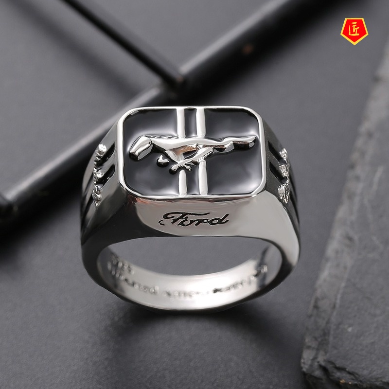 [Ready Stock]925 Silver Fashion Car Logo Ring for Men